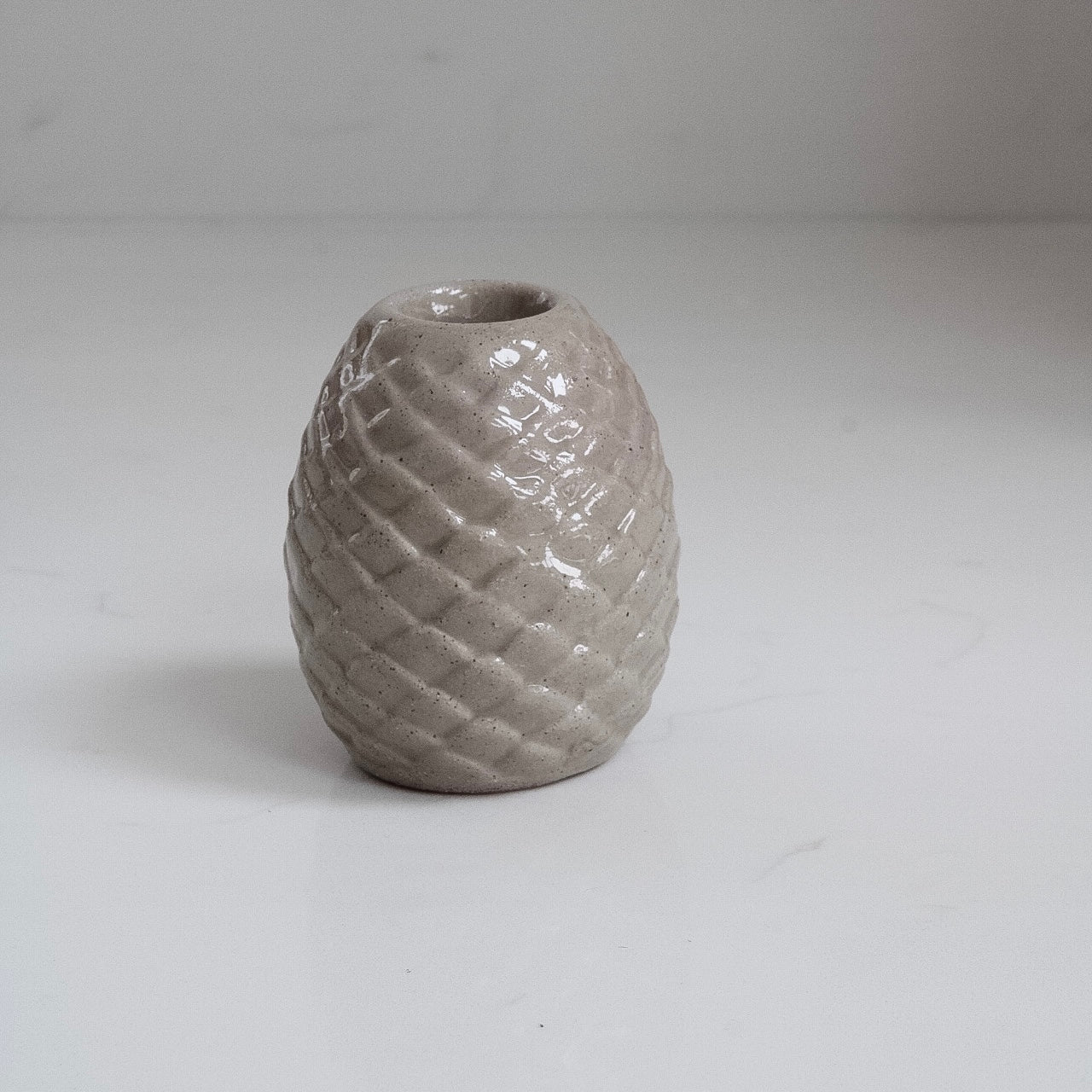 Stone Pinecone Dinner Candle Holder