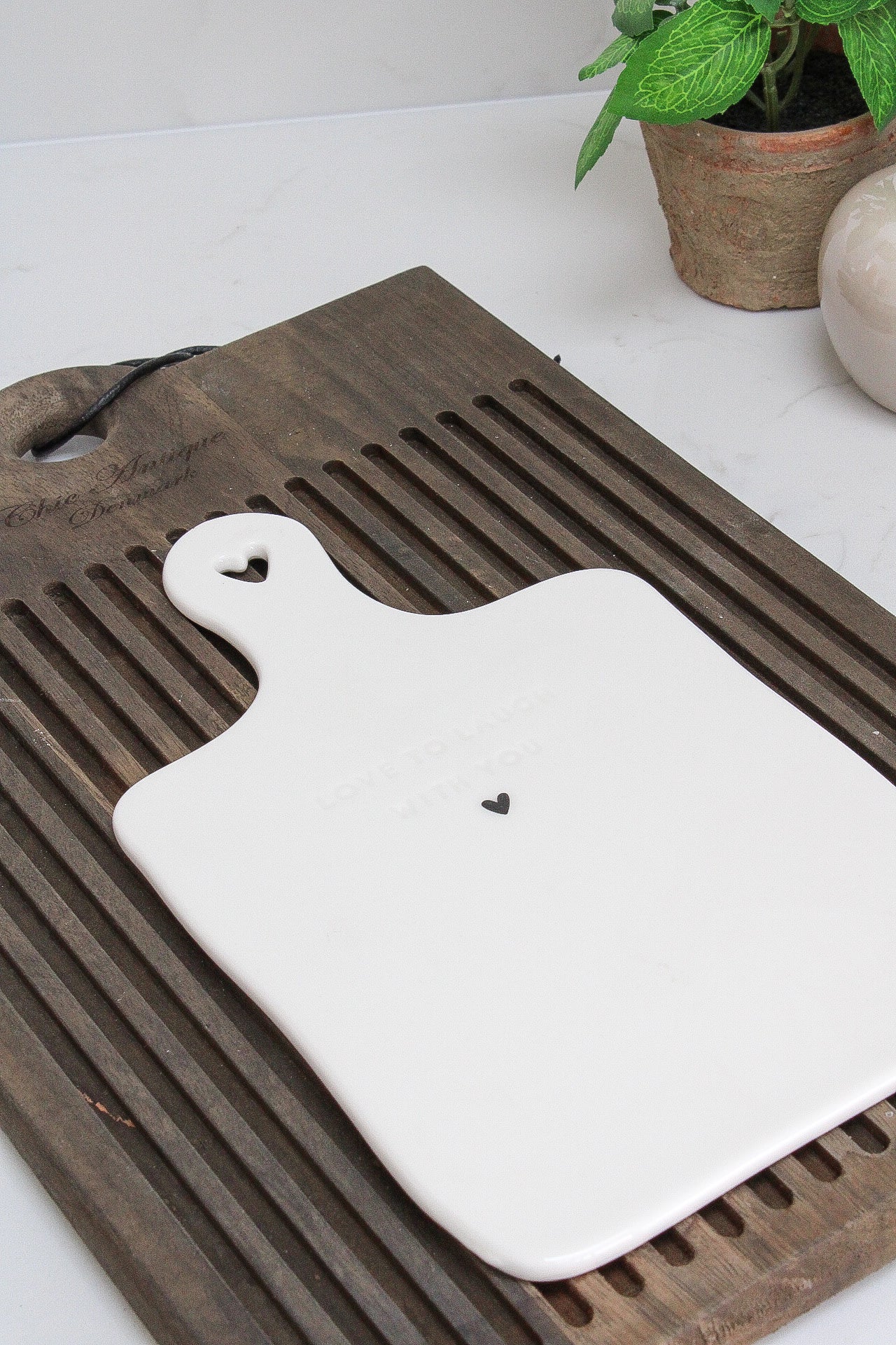 Black & White Heart Ceramic Serving Tray