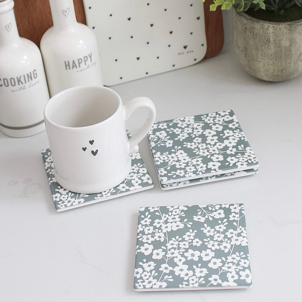 White Flowers Coasters | Set of 4