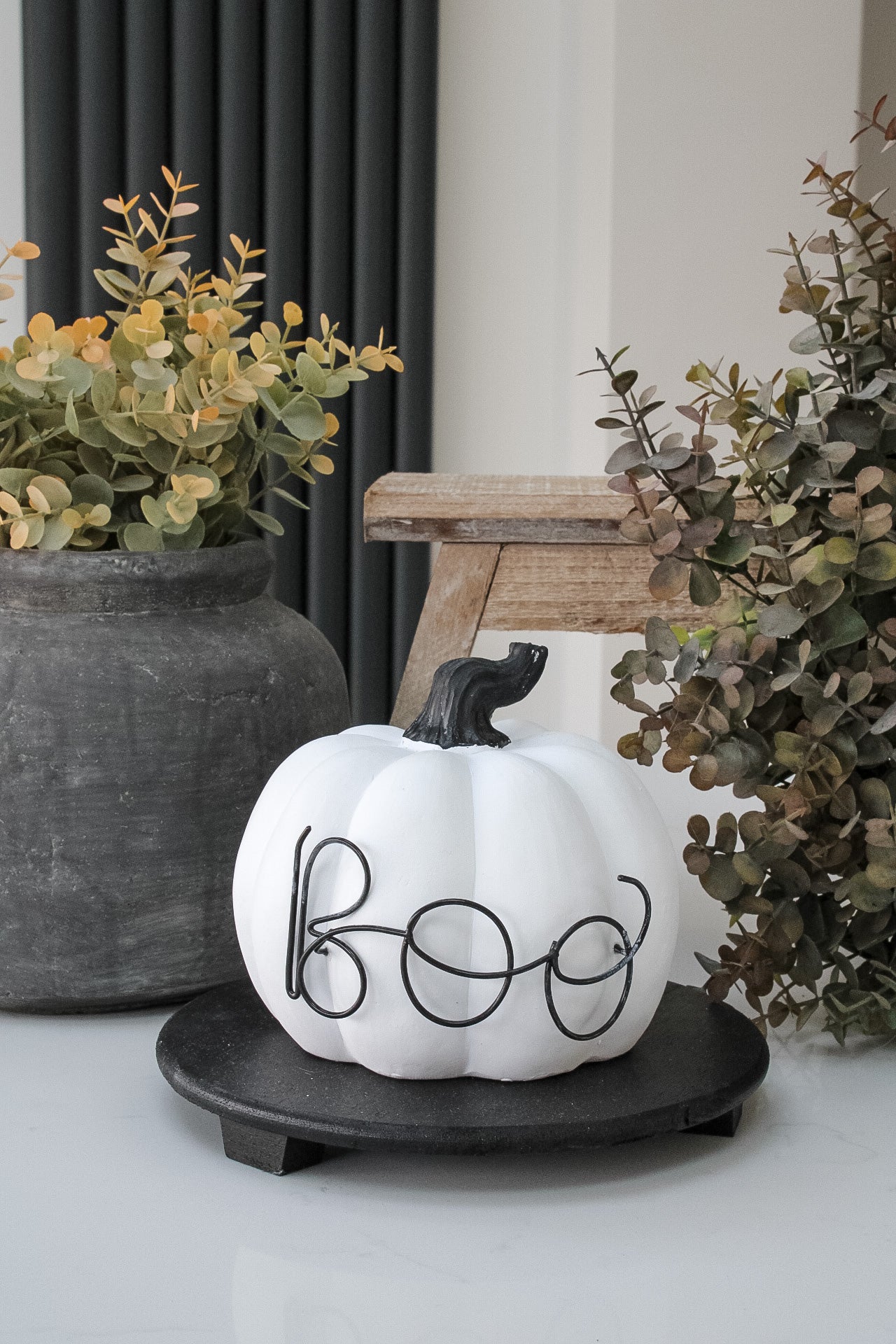 Black and White Boo Pumpkin