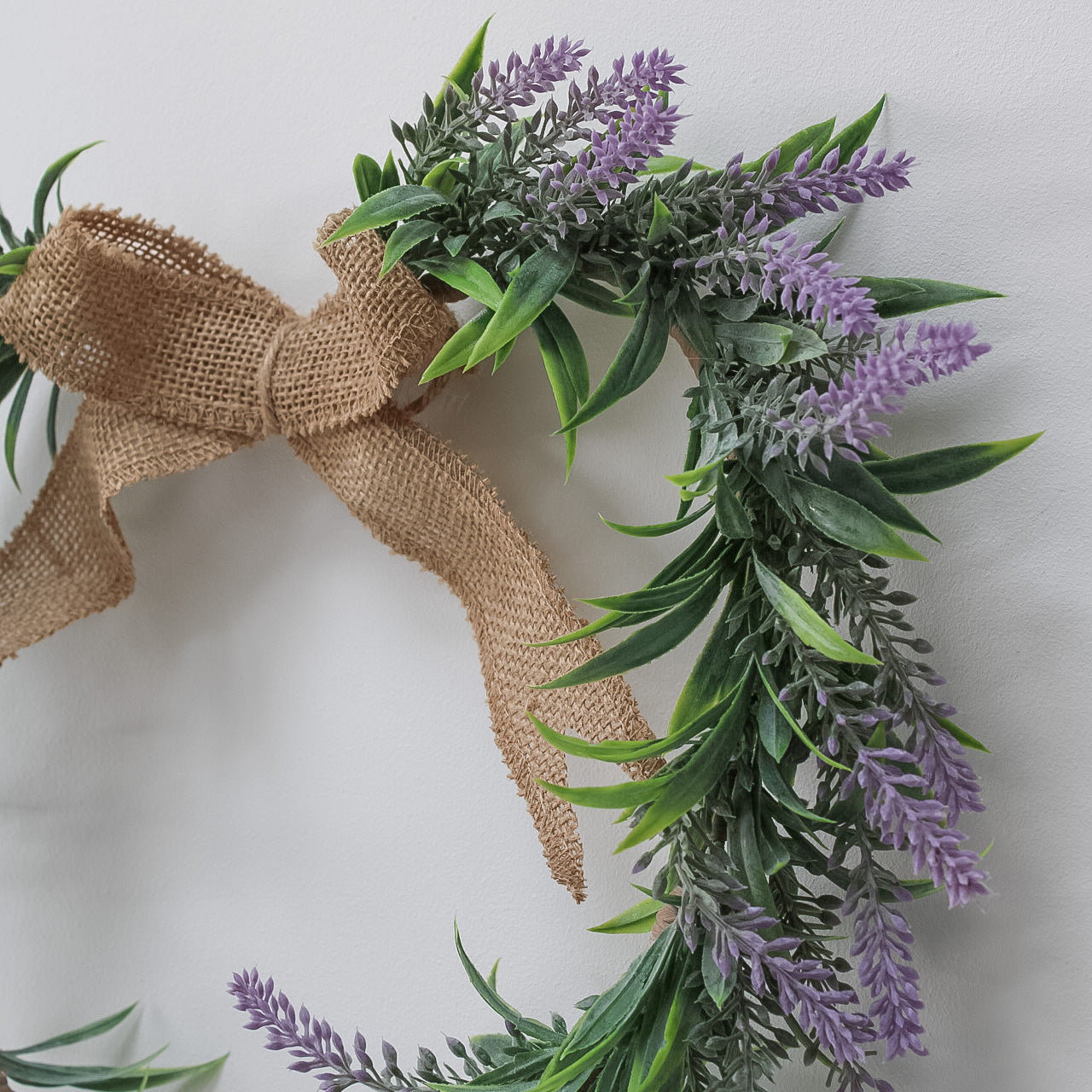Lavender Heart Wreath With Hessian Bow