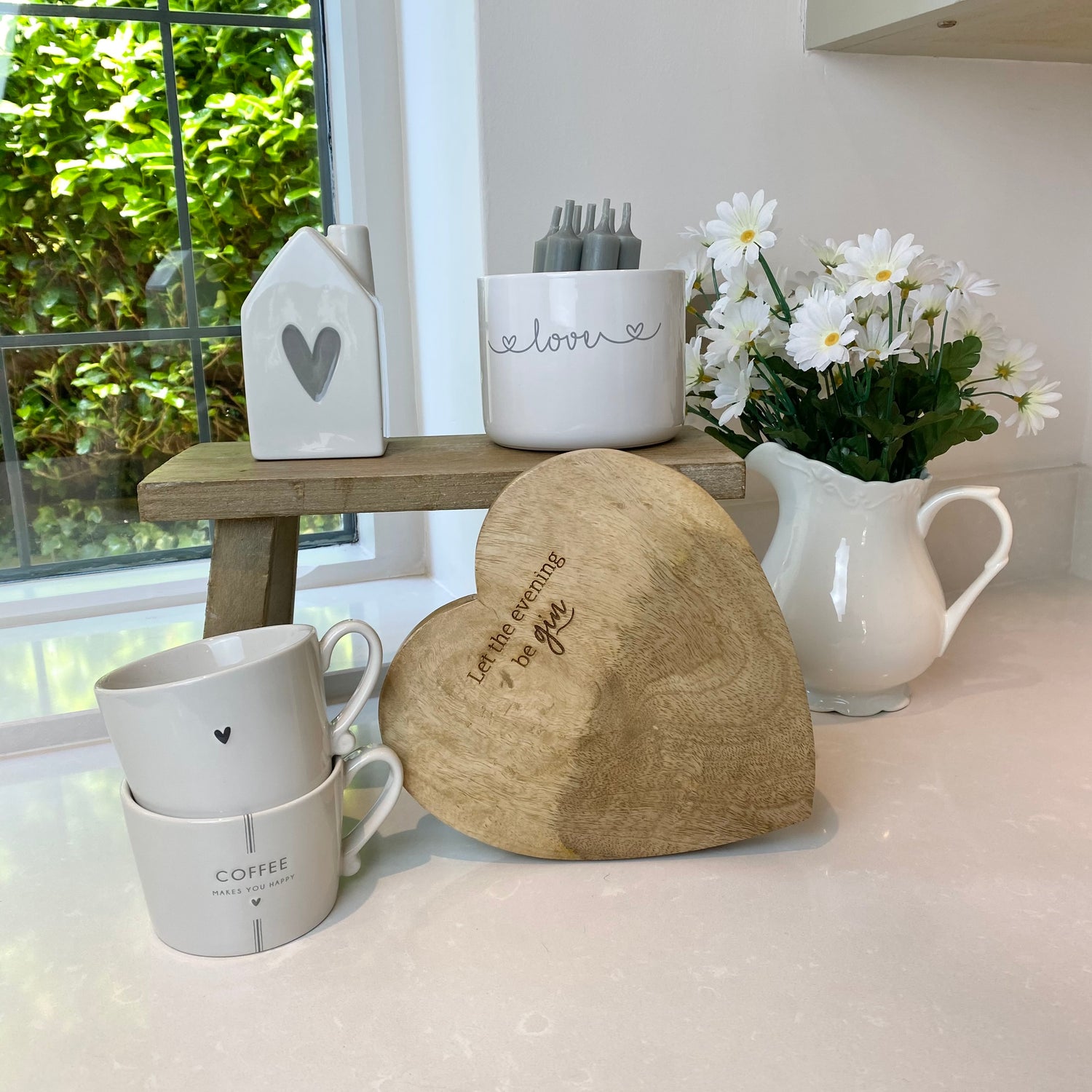 kitchen worktop with wooden bench 