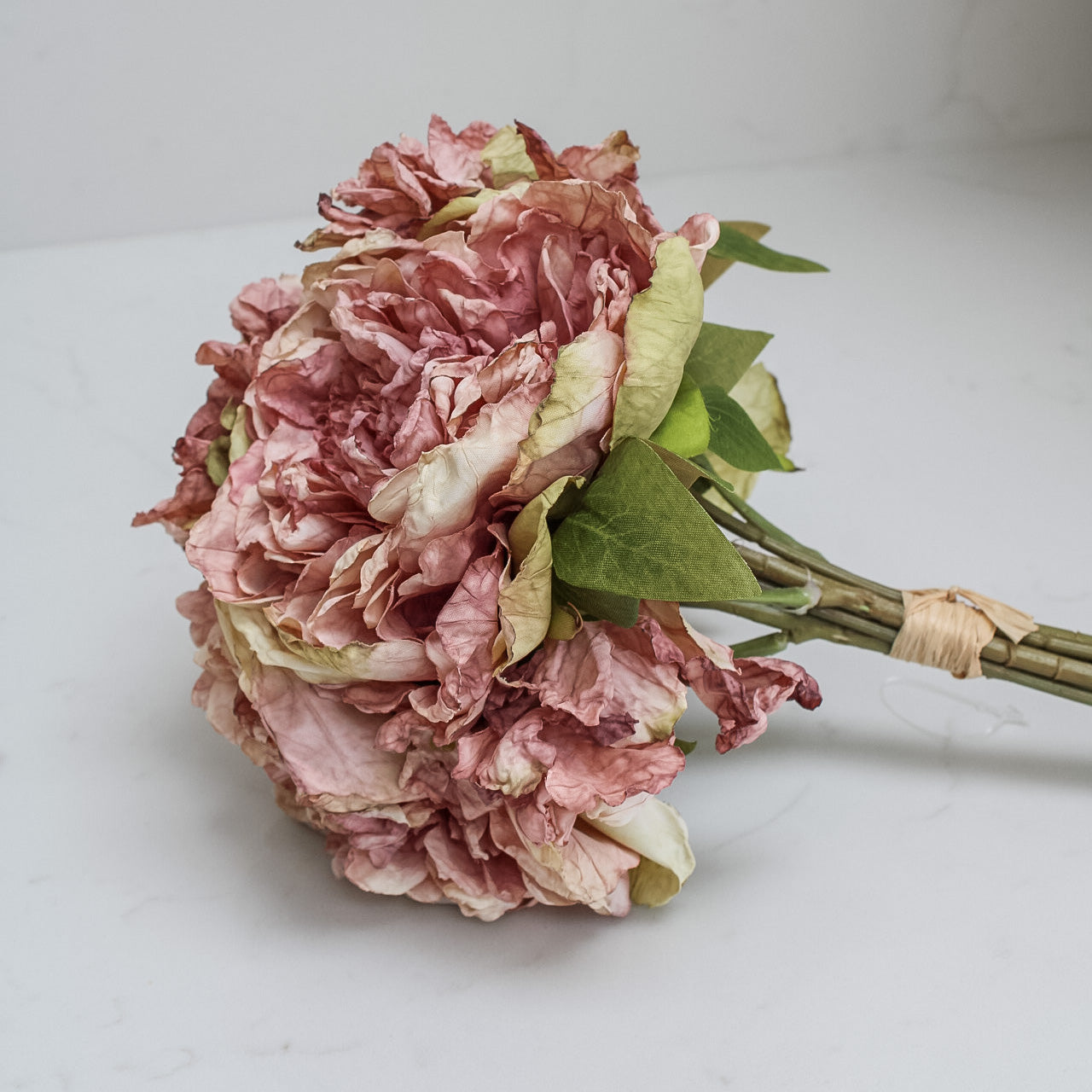 Blush Dried Touch Fluffy Peony Bunch