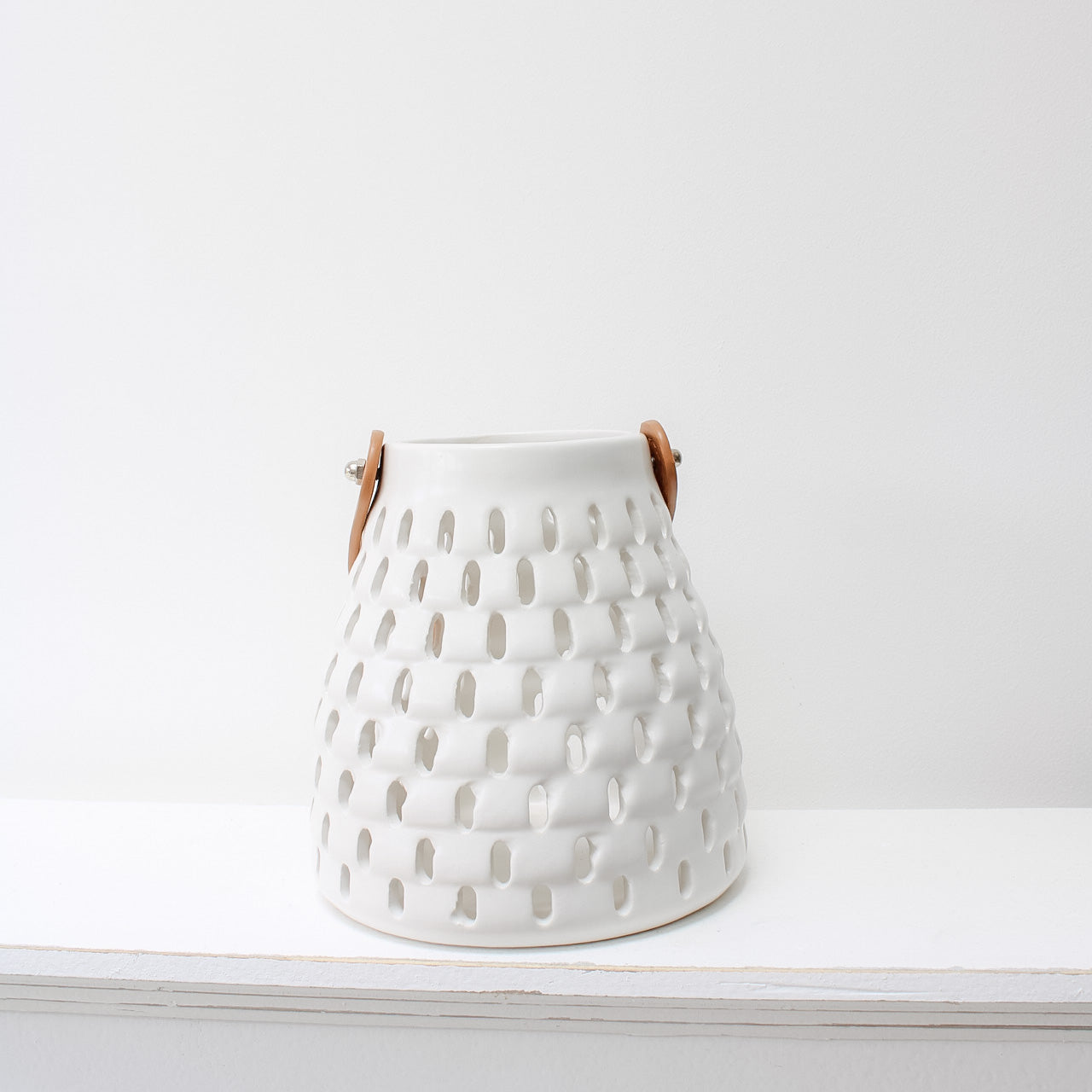 White Ceramic Honeycomb Lantern