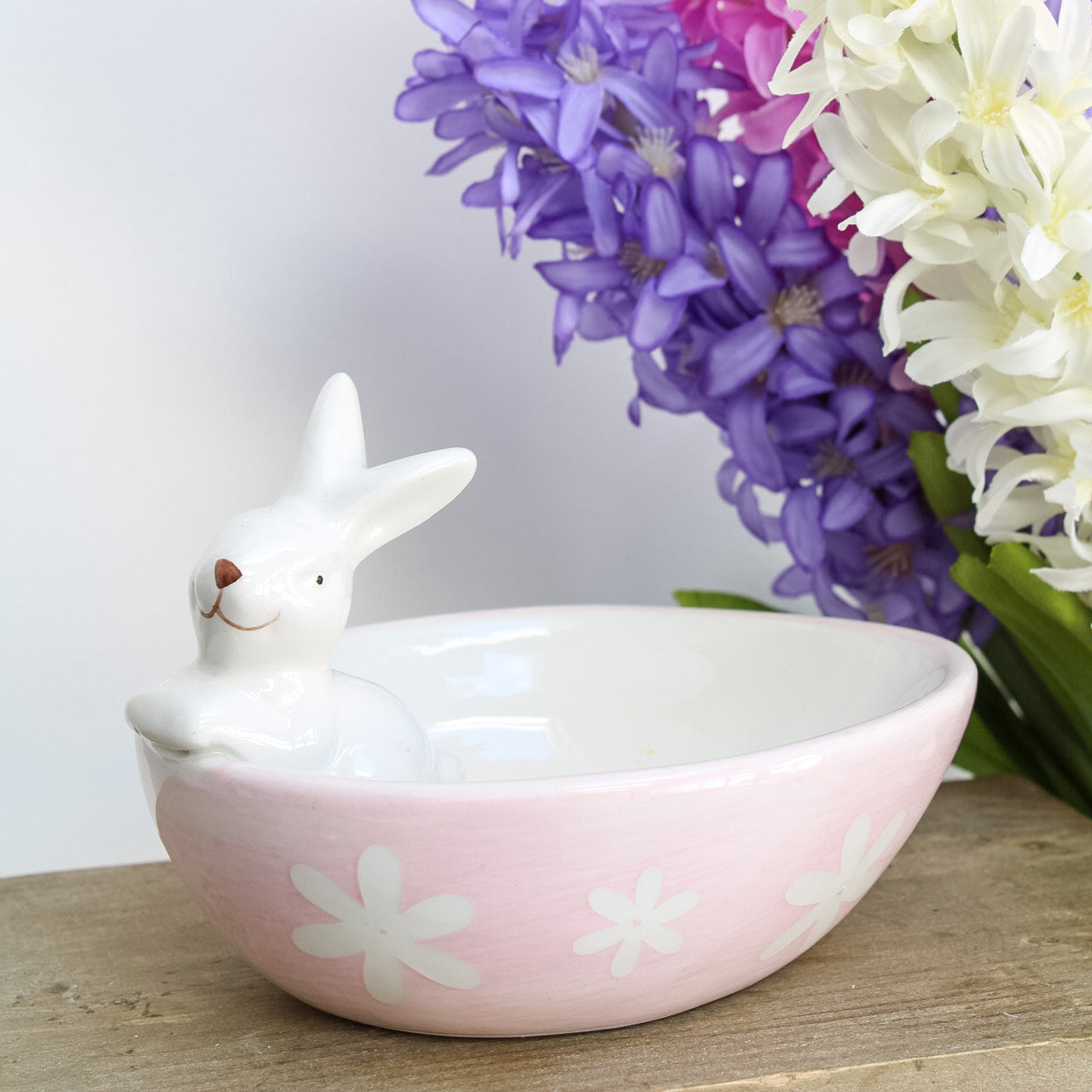 Pink Flower Bunny Bowl
