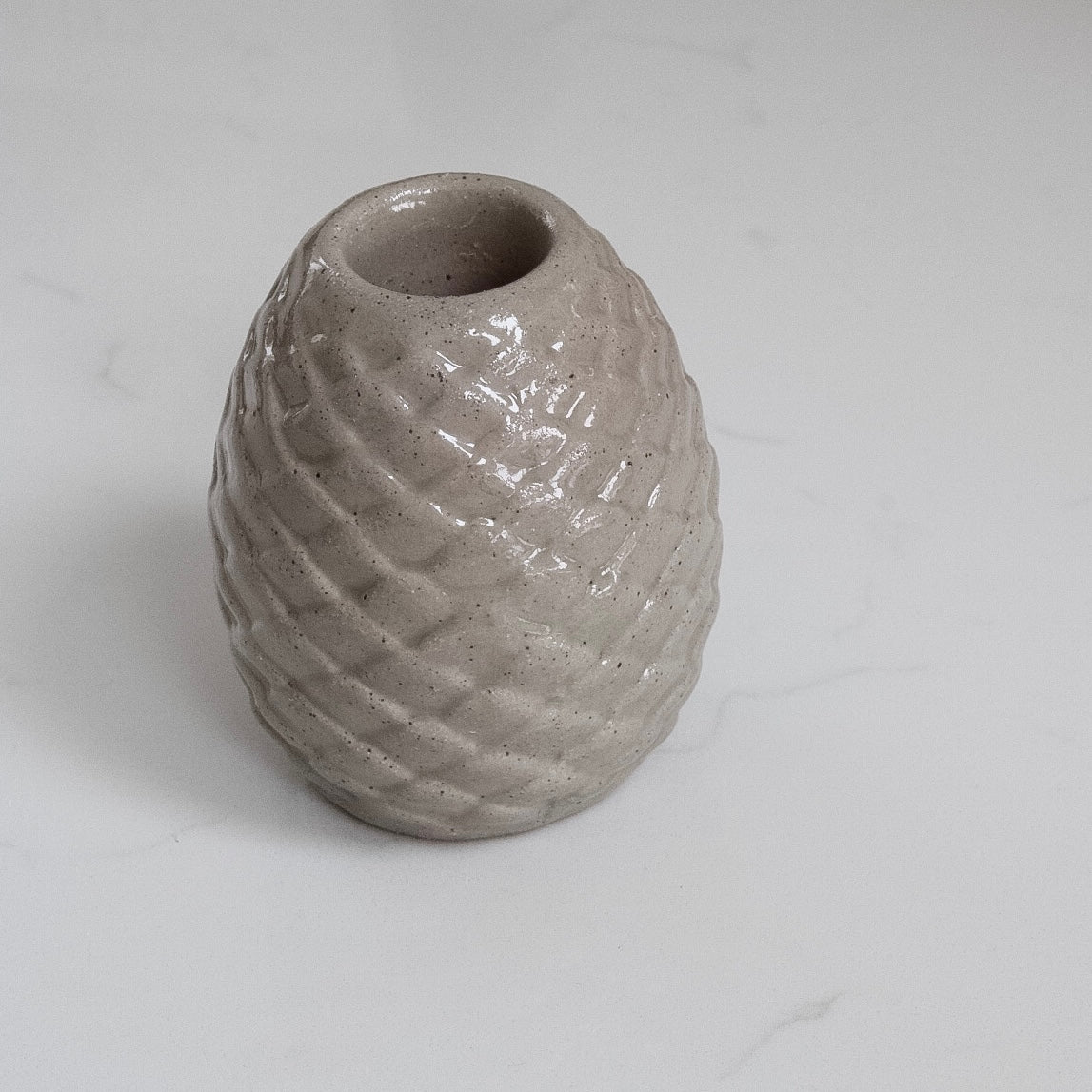 Stone Pinecone Dinner Candle Holder