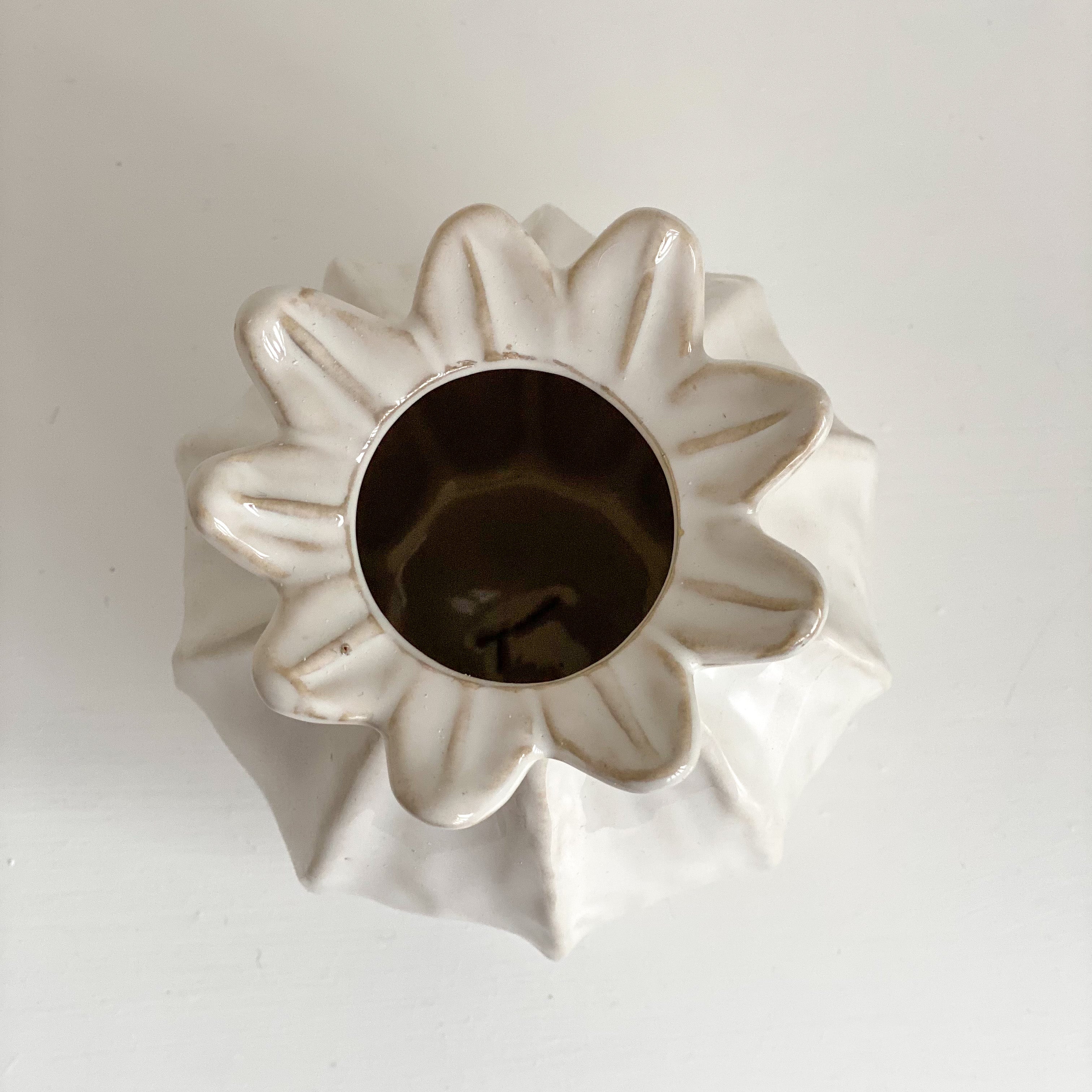 Off White Poppy Head Vase