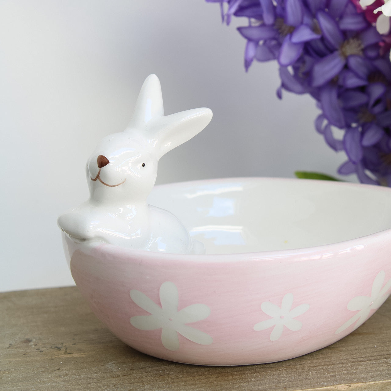 Pink Flower Bunny Bowl