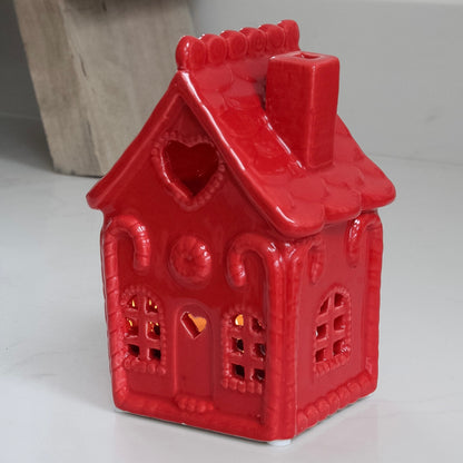 Red Candy Cane House | Tea Light Holder