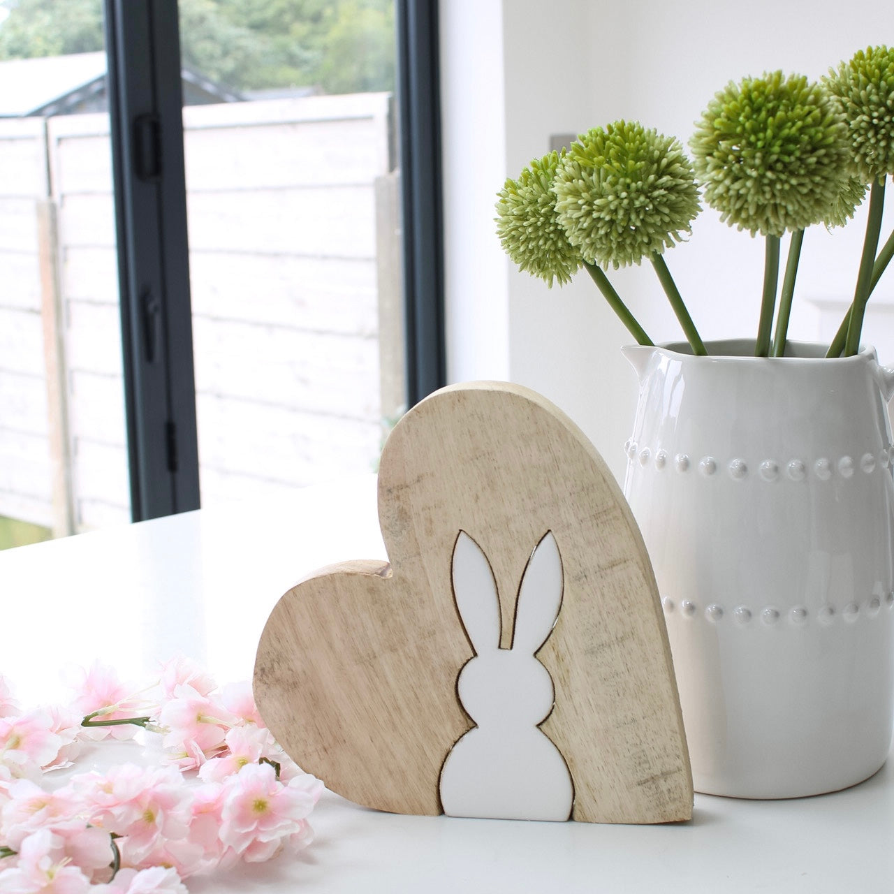 Large Chunky Wooden Heart With Bunny