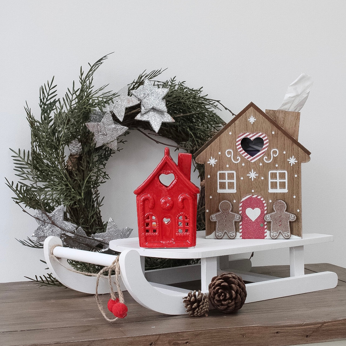 Red Candy Cane House | Tea Light Holder