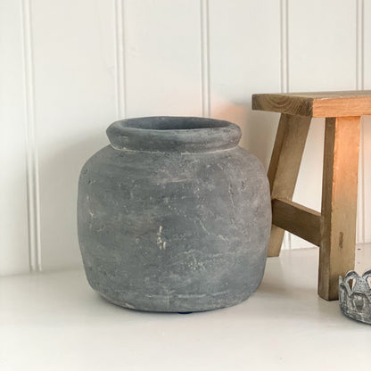 Short Black Cement Vase