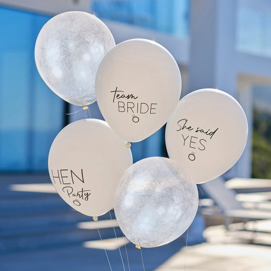 Silver & White Hen Party Balloons